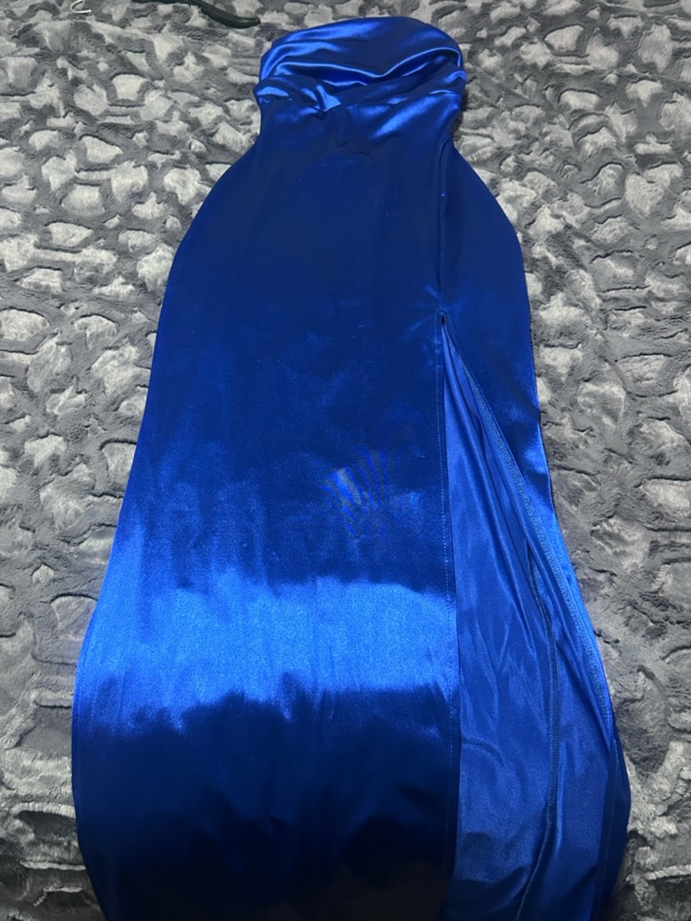 Royal Blue Strapless Satin Evening Gown
